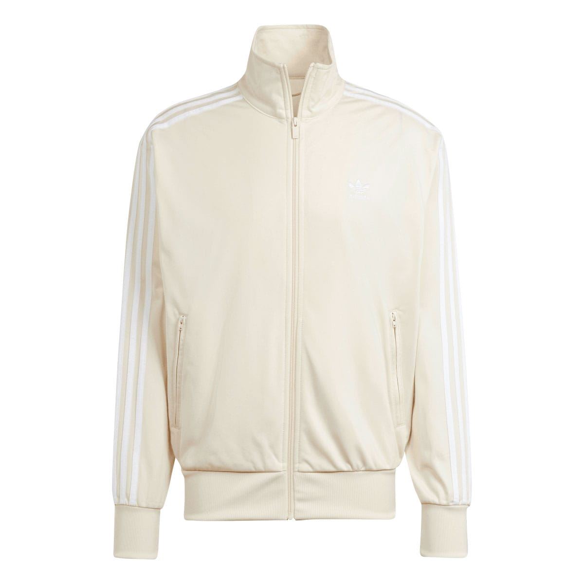 adidas Originals white Firebird track jacket with zip front and stripe sleeves