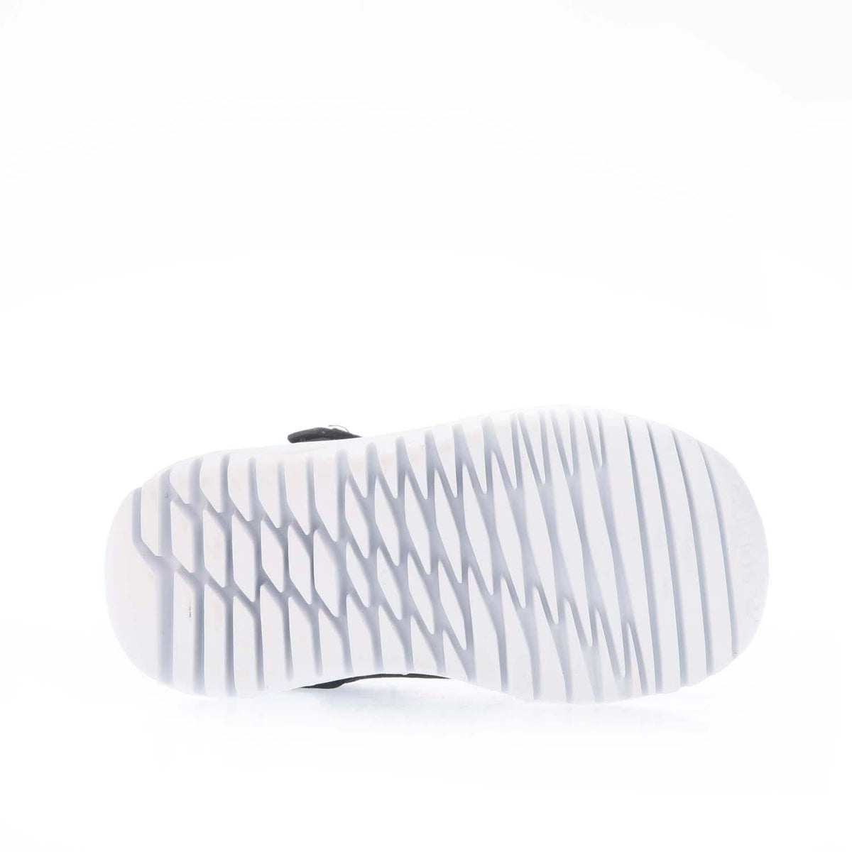 Black-and-white adidas Originals infant trainer outsole with textured tread