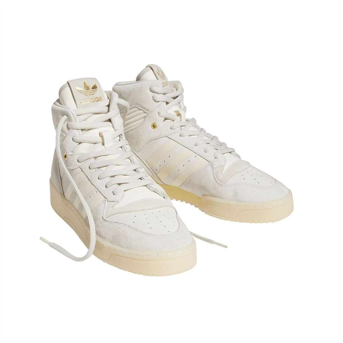 adidas Originals Rivalry High trainers, off-white leather look with gum rubber sole