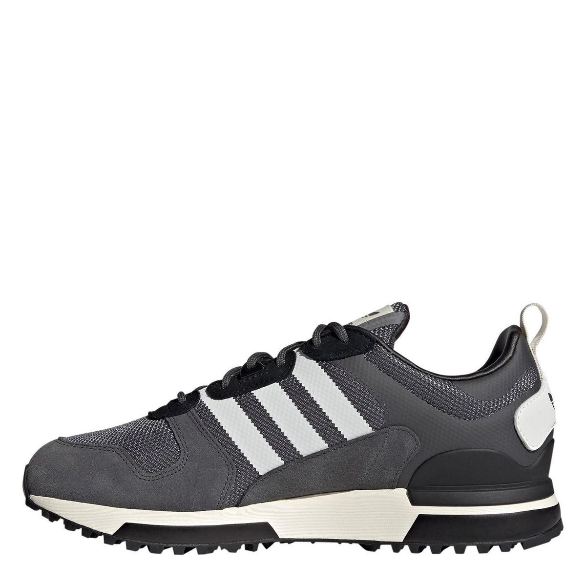 Adidas Originals ZX 700 HD low-top trainers in gray with white accents, featuring breathable mesh and cushioned soles.