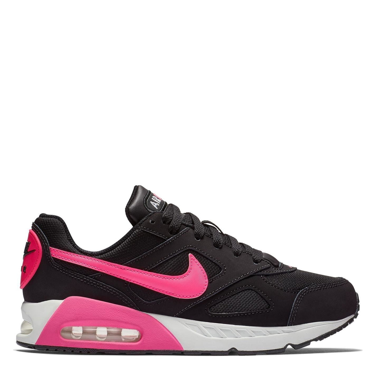 Nike girls low-top lace-up trainers, black with pink Swoosh and Air-cushioned sole