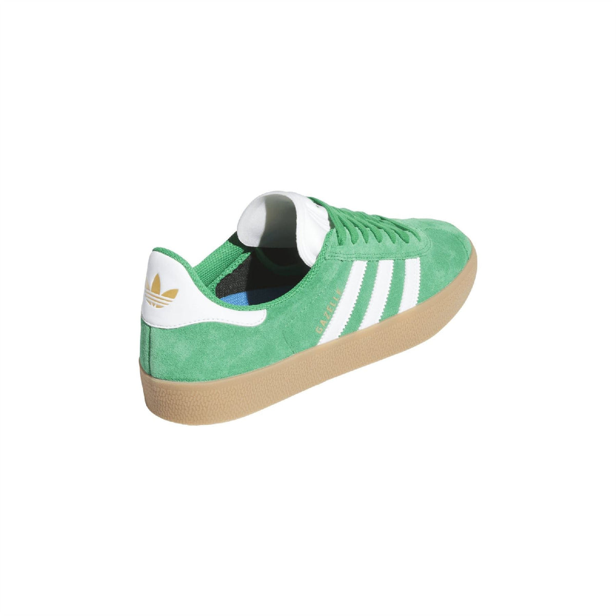 adidas Originals Gazelle Advantage shoes in white with green accents, showcasing classic sneakers with a sleek design and textured sole