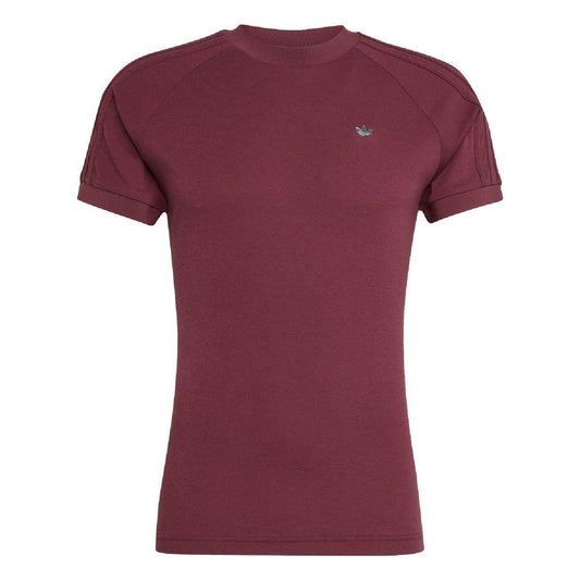 Men's maroon crew-neck T-shirt with small adidas Originals logo