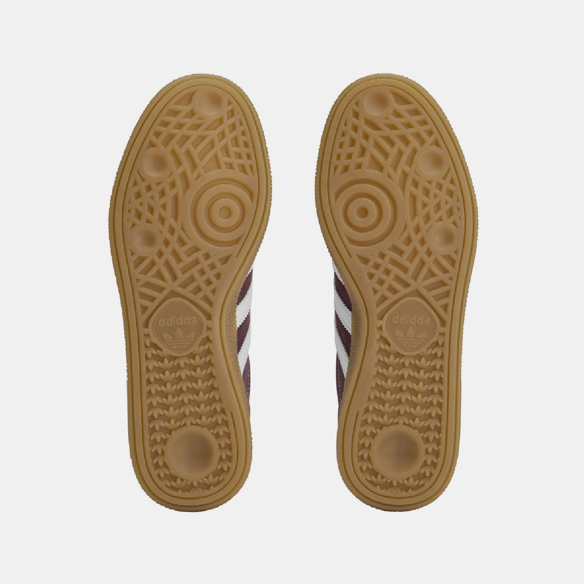 Gum rubber outsole with tread pattern for adidas Spezial trainers in burgundy