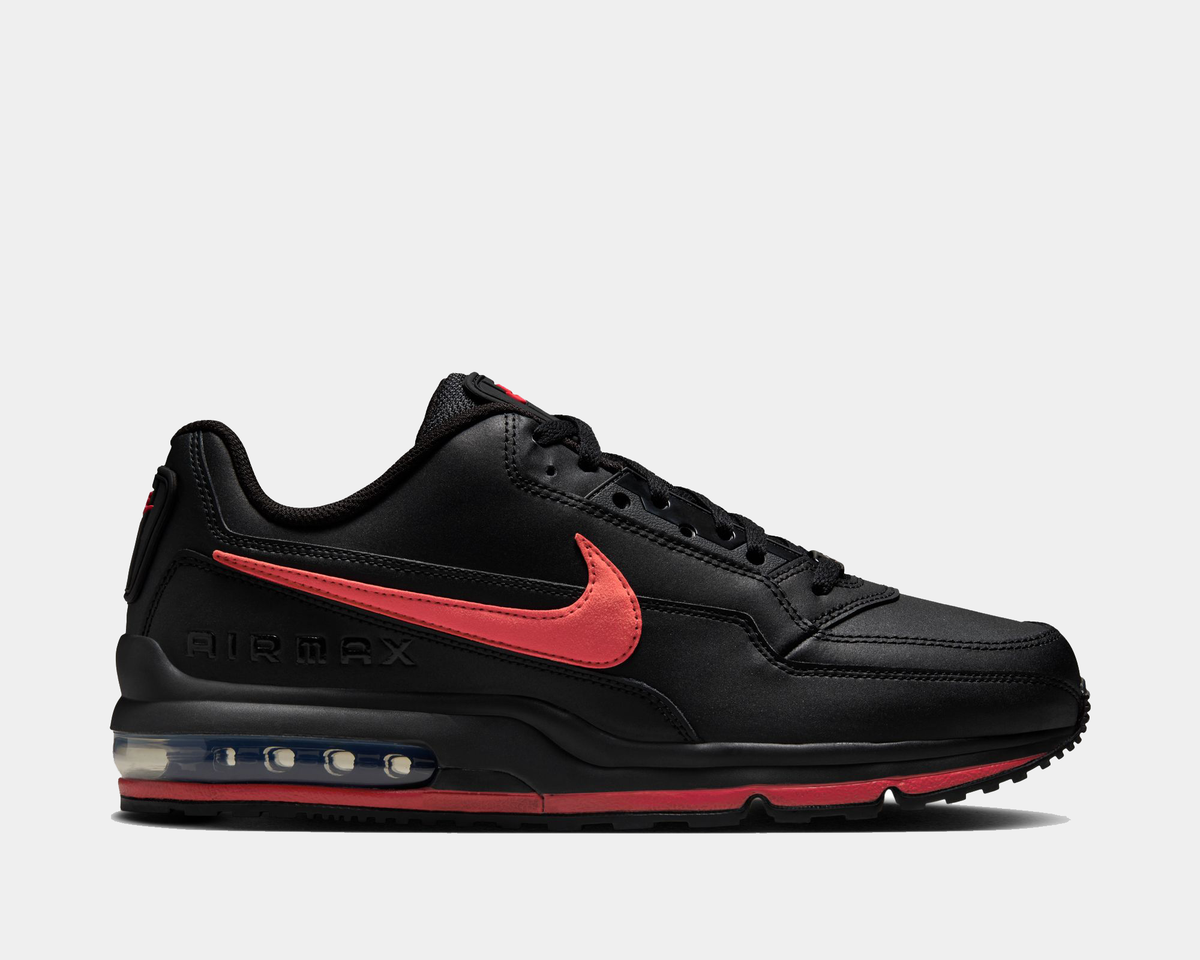 Black lace-up Air Max LTD 3 shoes with red swoosh and visible air unit