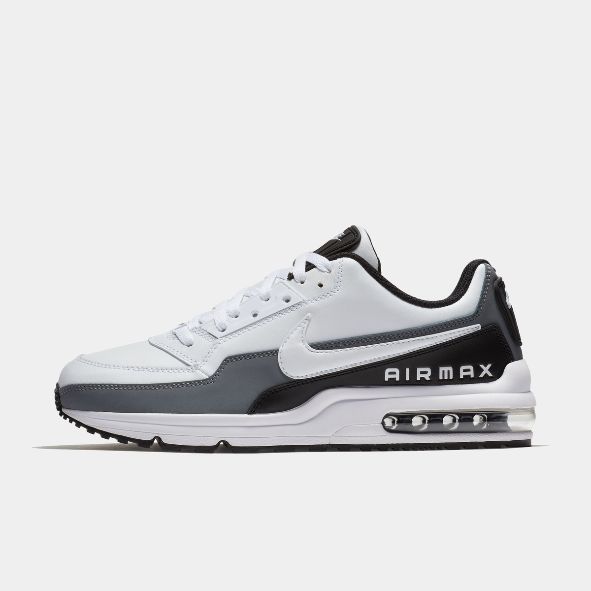White and black Air Max LTD 3 sneaker side view with Air Max window