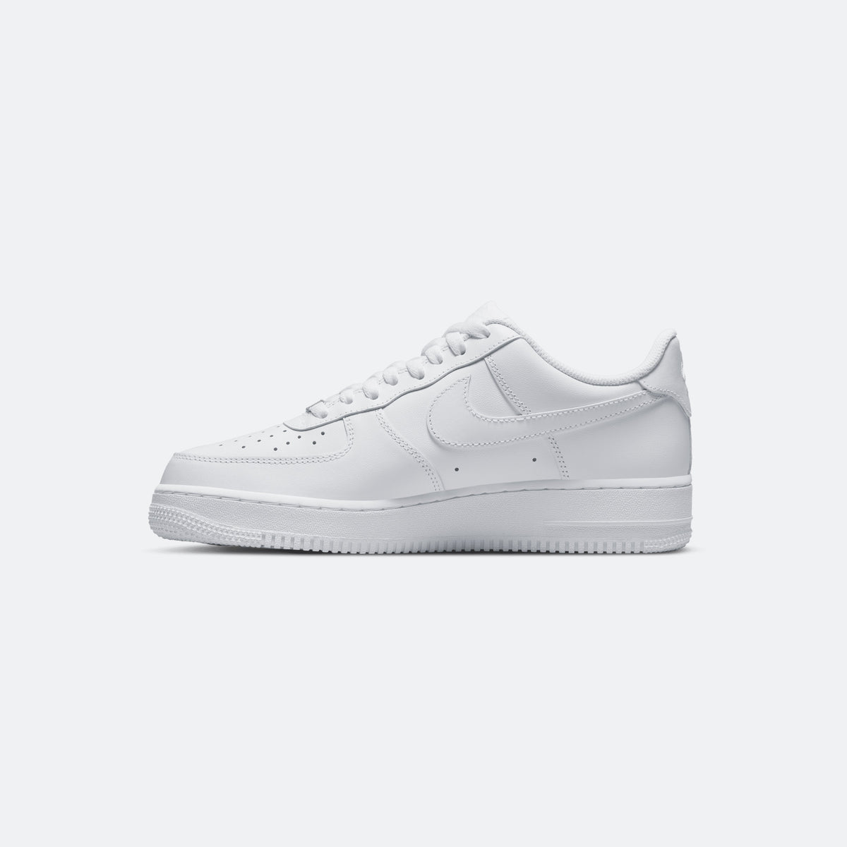 Nike Air Force 1 '07 low-top sneakers in triple white, lace-up with perforated toe