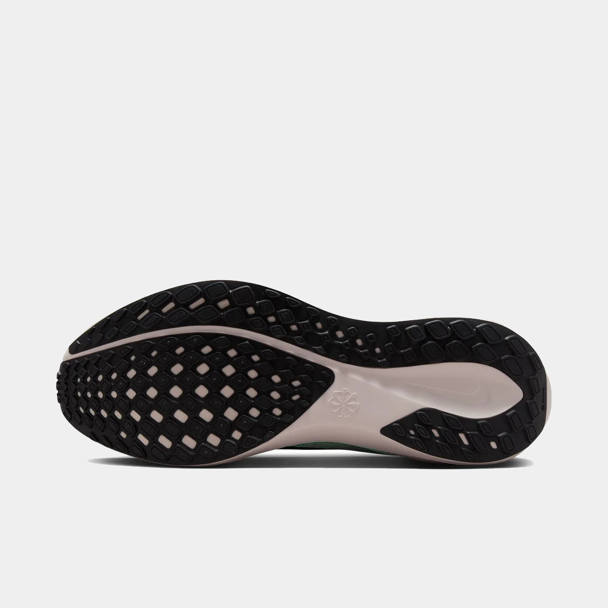 Black rubber outsole with multidirectional tread for running shoes