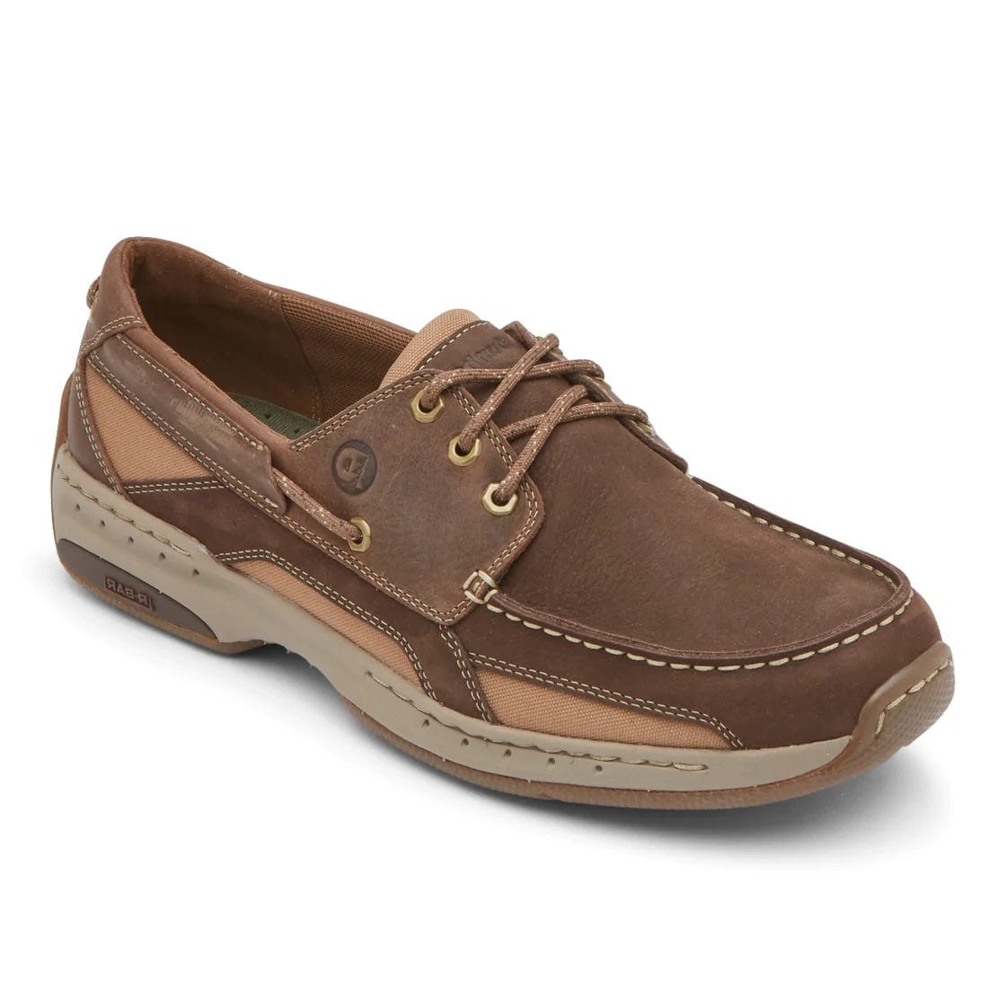 Captain lace-up shoes in medium brown with lighter side panels, tan laces, and stitched sole