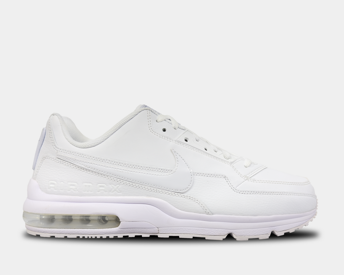 White Nike Air Max sneakers with Swoosh logo and clear Air unit