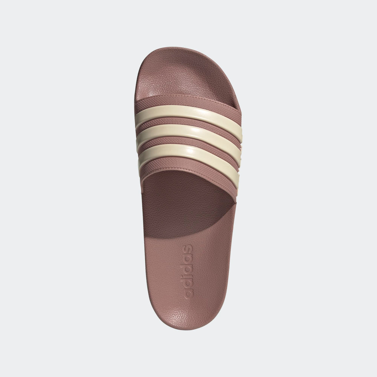 Adilette shower slides in mauve with three cream striped bands