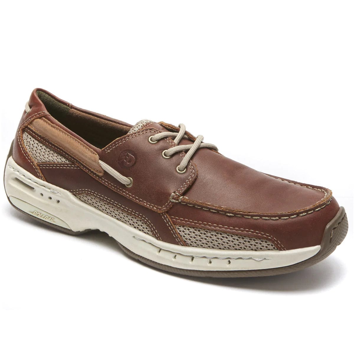 Captain casual boat shoe in brown with lace-up closure and white cushioned sole