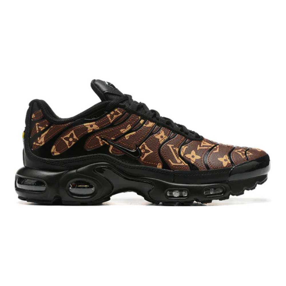 Nike TN Air Max Plus sneaker with black sole and brown monogram upper