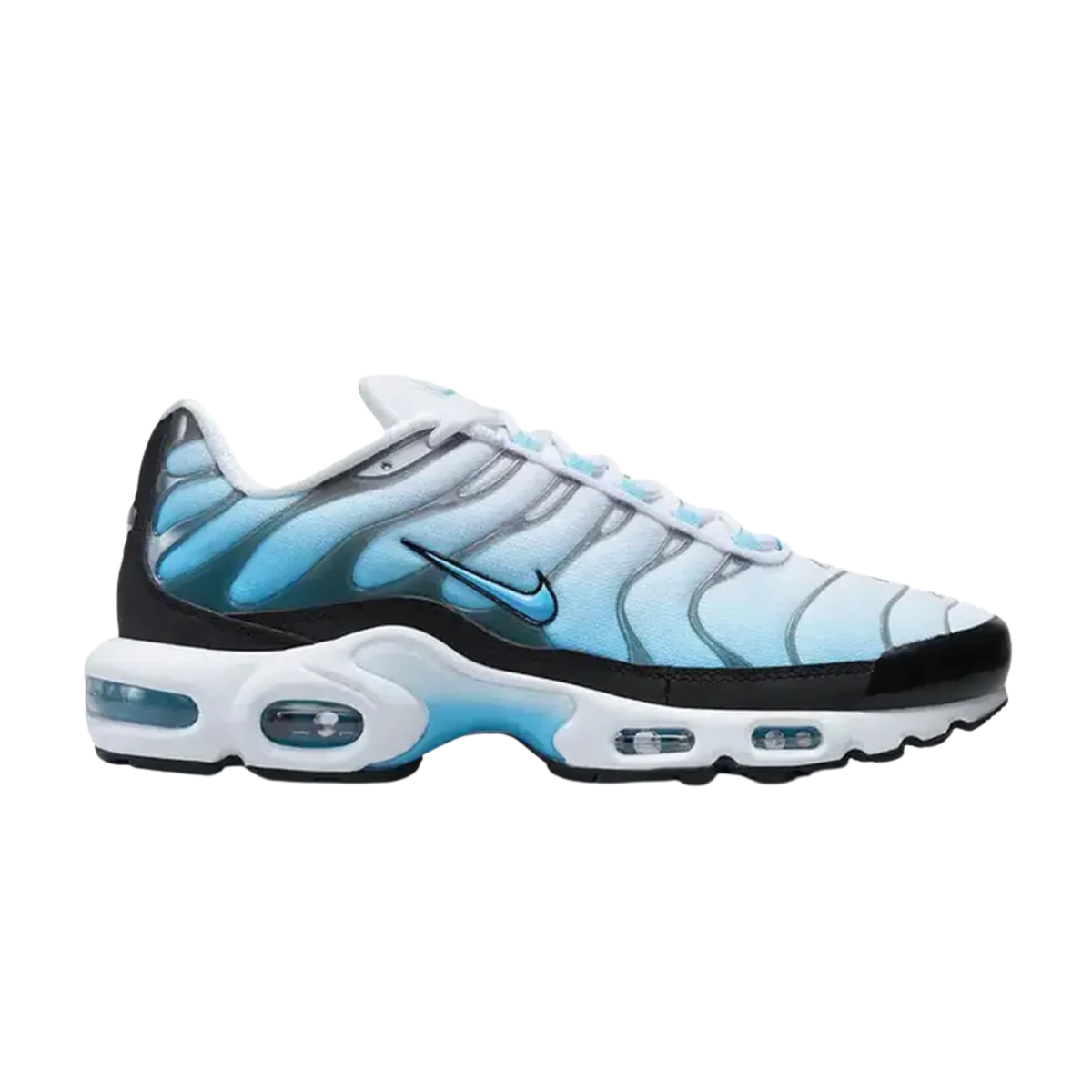 NIKE TN Air Max Plus lace-up sneakers in light blue with black accents and visible Air units