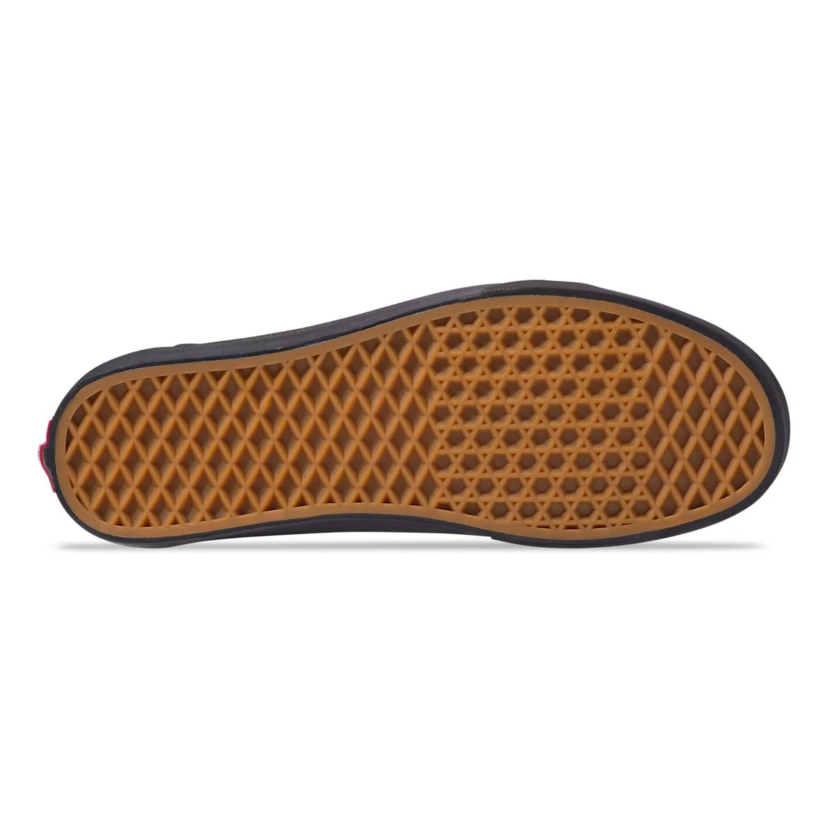 Tan gum rubber outsole tread with black edge and small red side detail