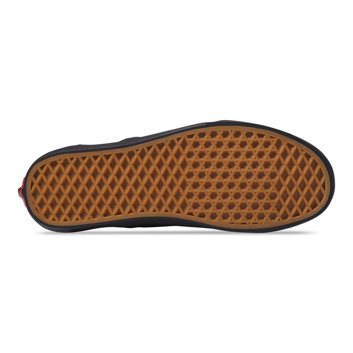 Black slip-on sneaker outsole with textured waffle tread and white edge