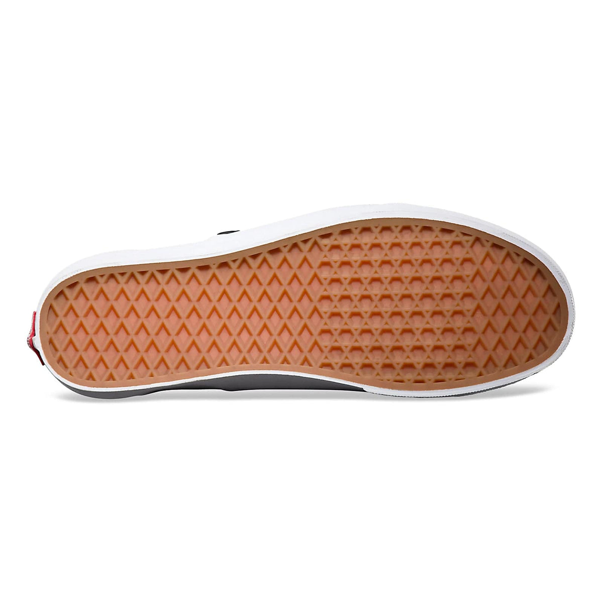 Slip-on sneaker outsole with tan waffle tread and white rubber edge