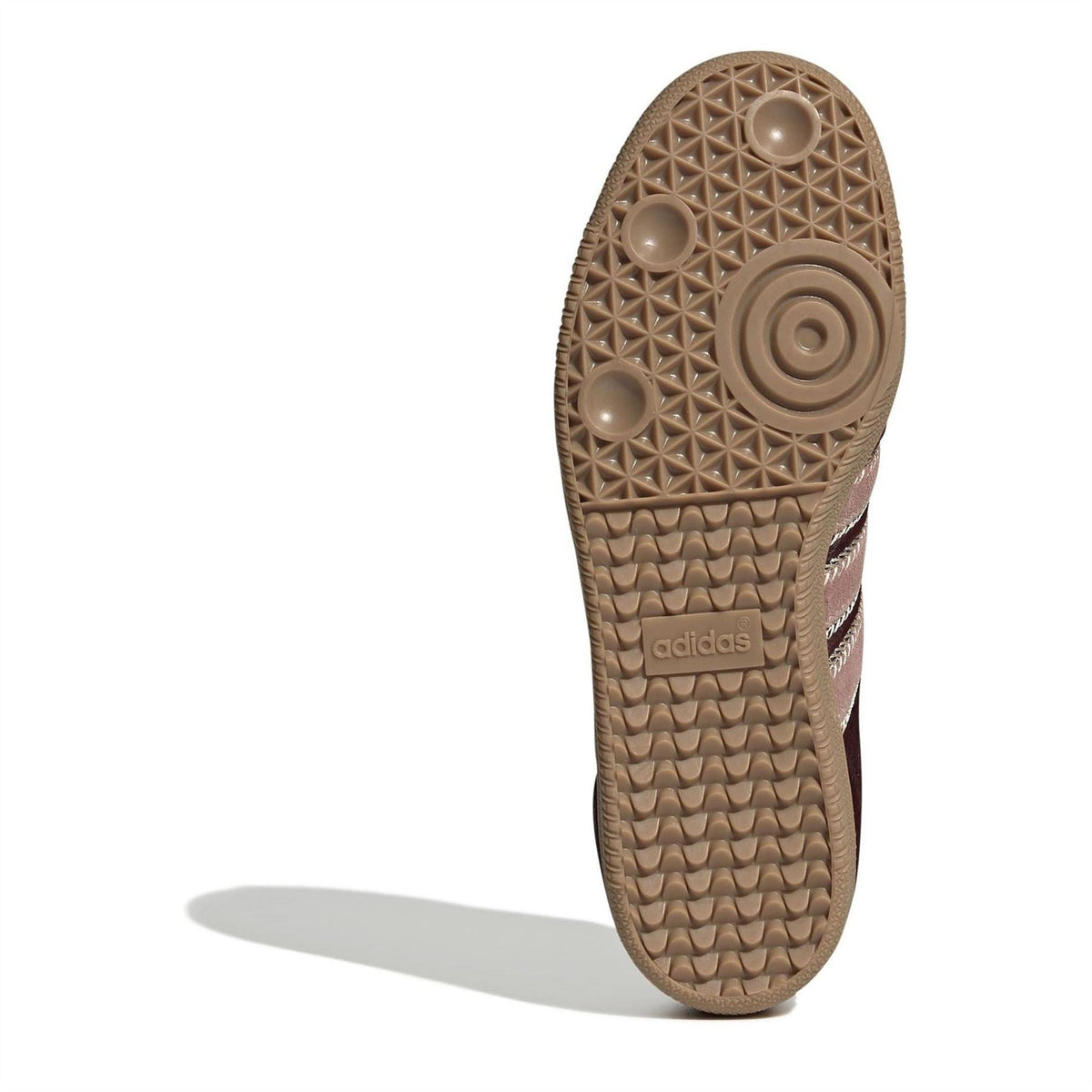 Burgundy adidas Samba OG shoes with textured gum rubber outsole pattern