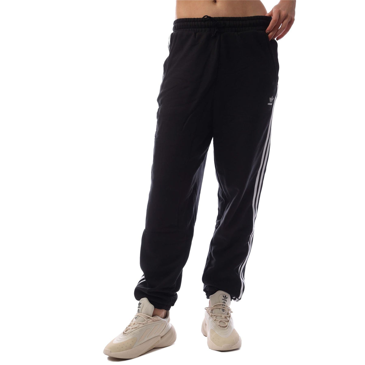 adidas Originals black regular jogger pants with elastic cuffs and drawstring waist