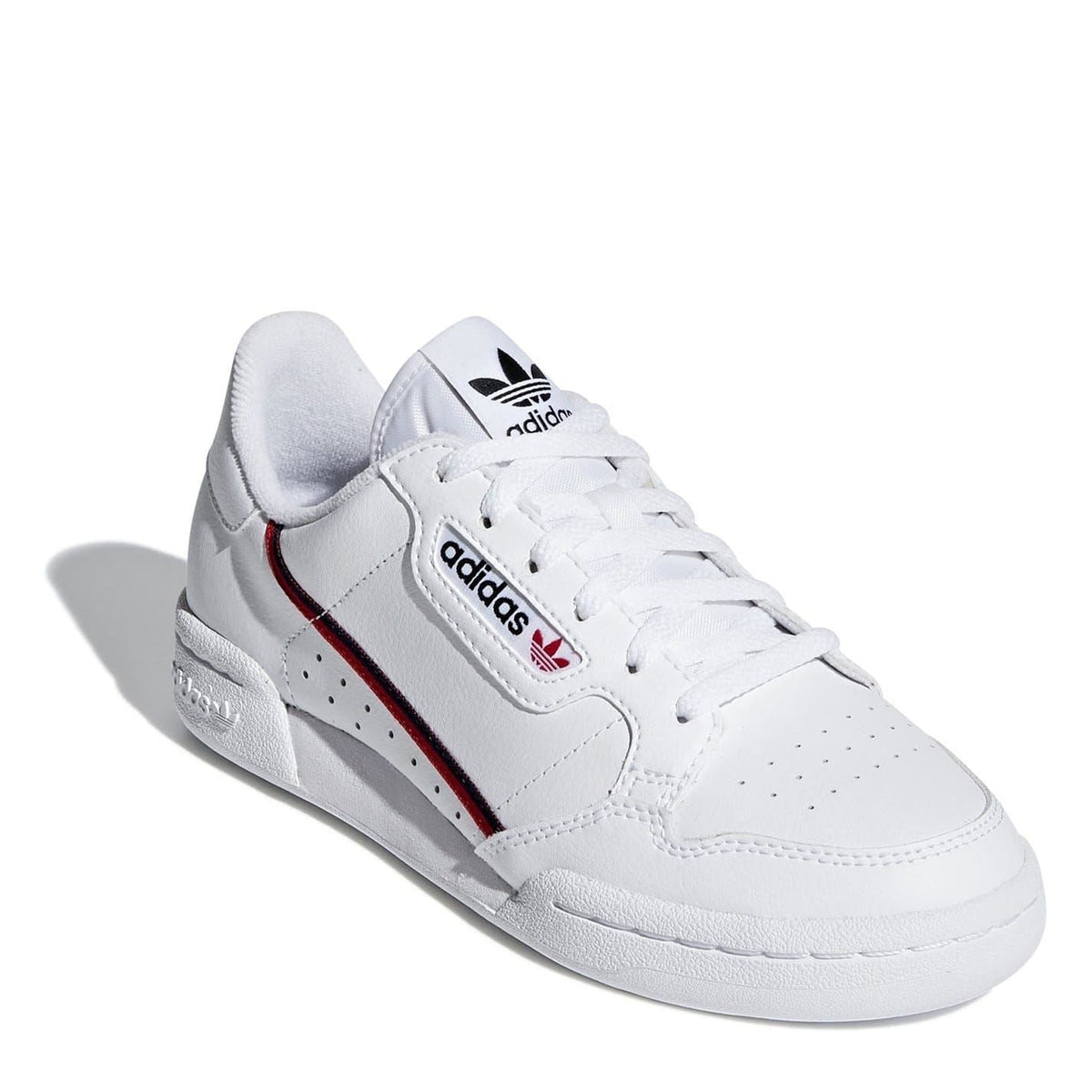 Adidas Originals Contnntl 80 Low Top Junior Sneakers in size 3-5, featuring classic design and white color with adidas branding.