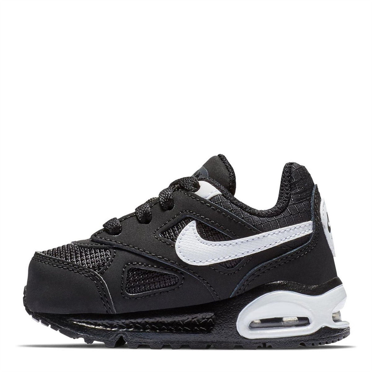 Infant Nike Air Max Ivo shoes, black with white swoosh and side air window
