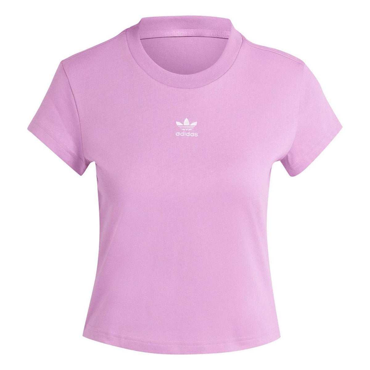 Purple crew-neck slim-fit T-shirt with small adidas trefoil logo
