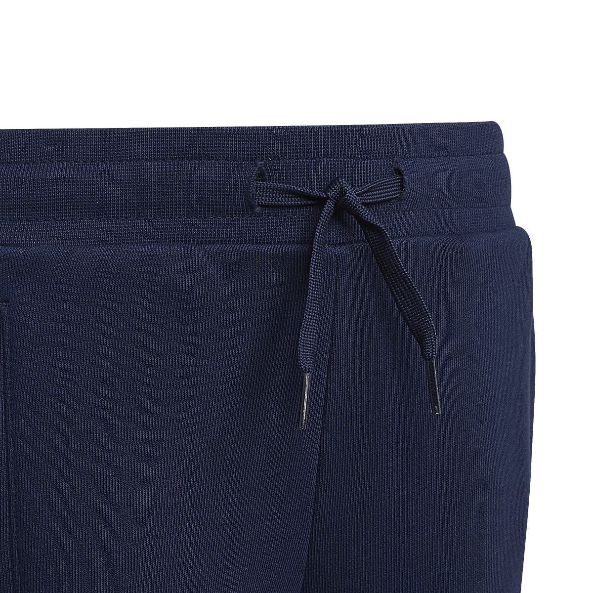 Kids navy adidas joggers waistband close-up with drawstring