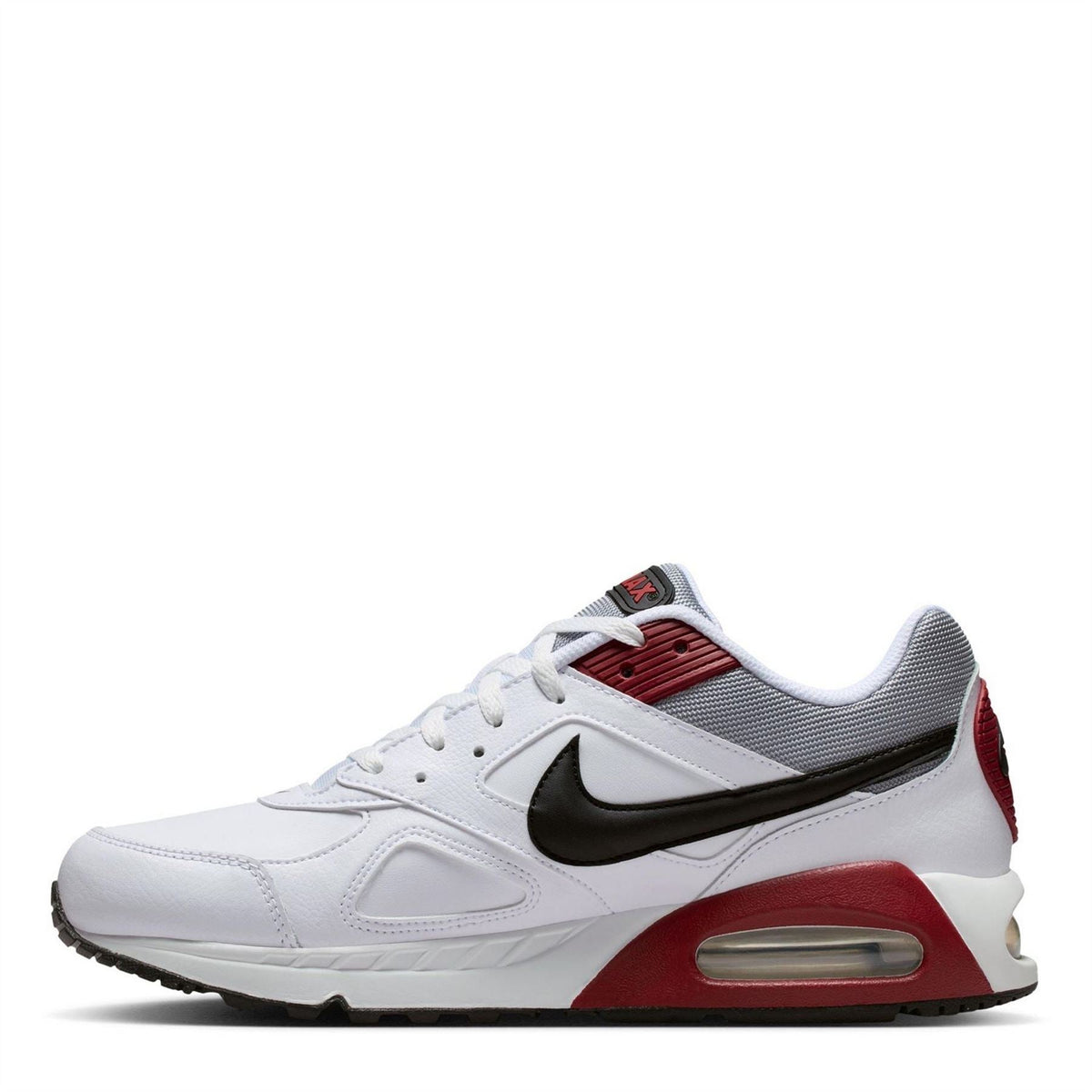 Nike Air Max Ivo trainers, white leather with black swoosh and red air unit