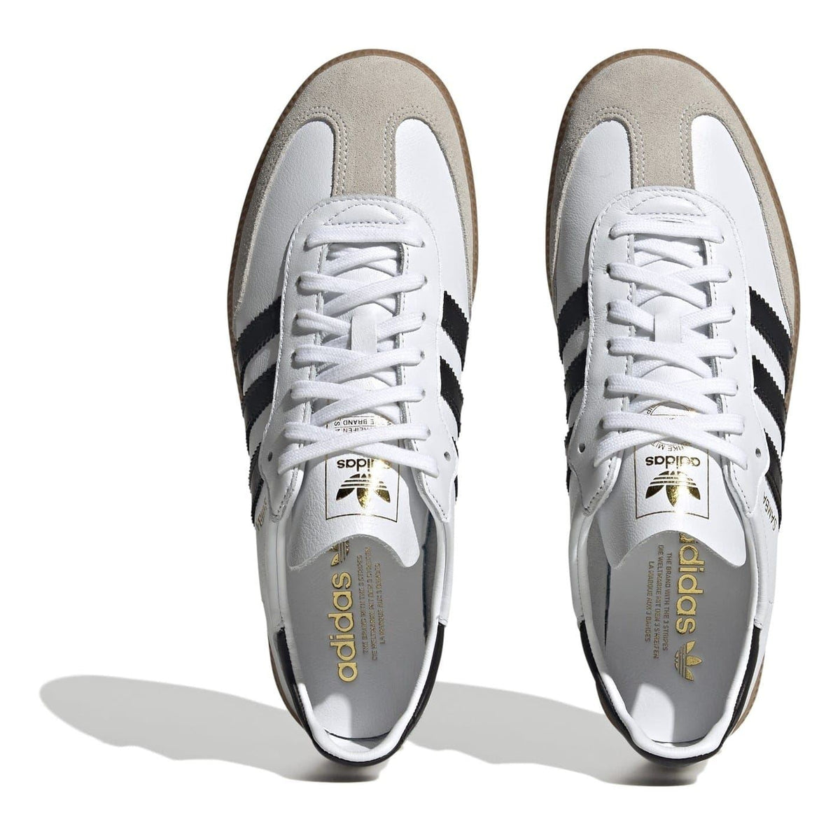 adidas Originals Samba Decon low-top sneakers, lace-up front view with white leather upper