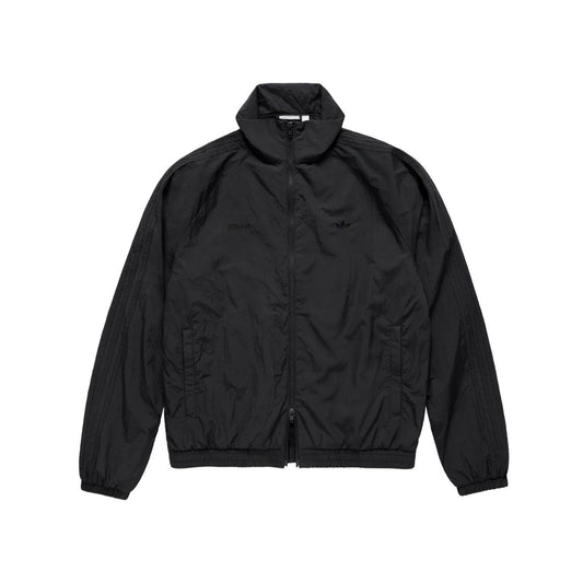 Black track jacket with full zip and stand collar, adidas Originals x JJJJound branding