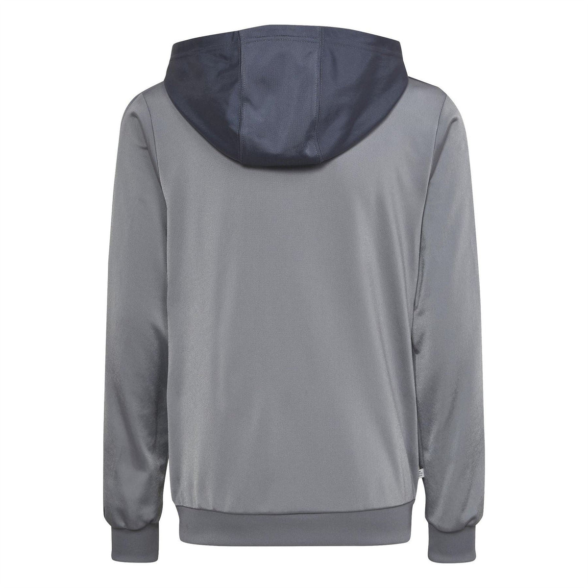 adidas Originals zip hooded sweatshirt displayed on a hanger, featuring a classic design with a front zipper and adjustable hood
