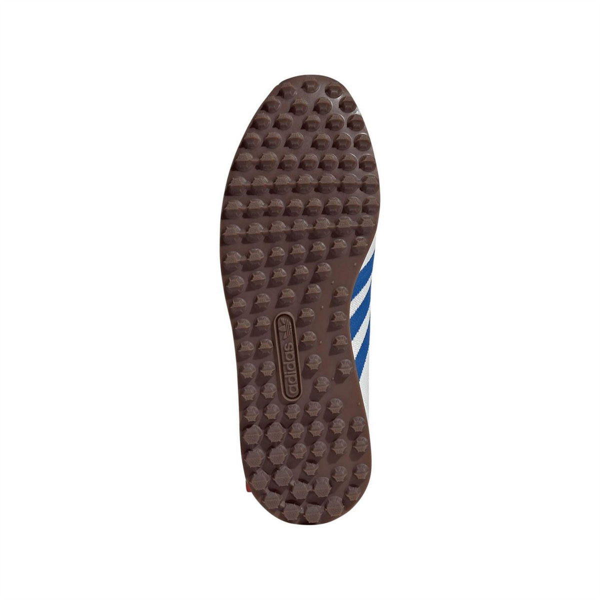 adidas Originals trainer outsole with brown tread and blue side stripe