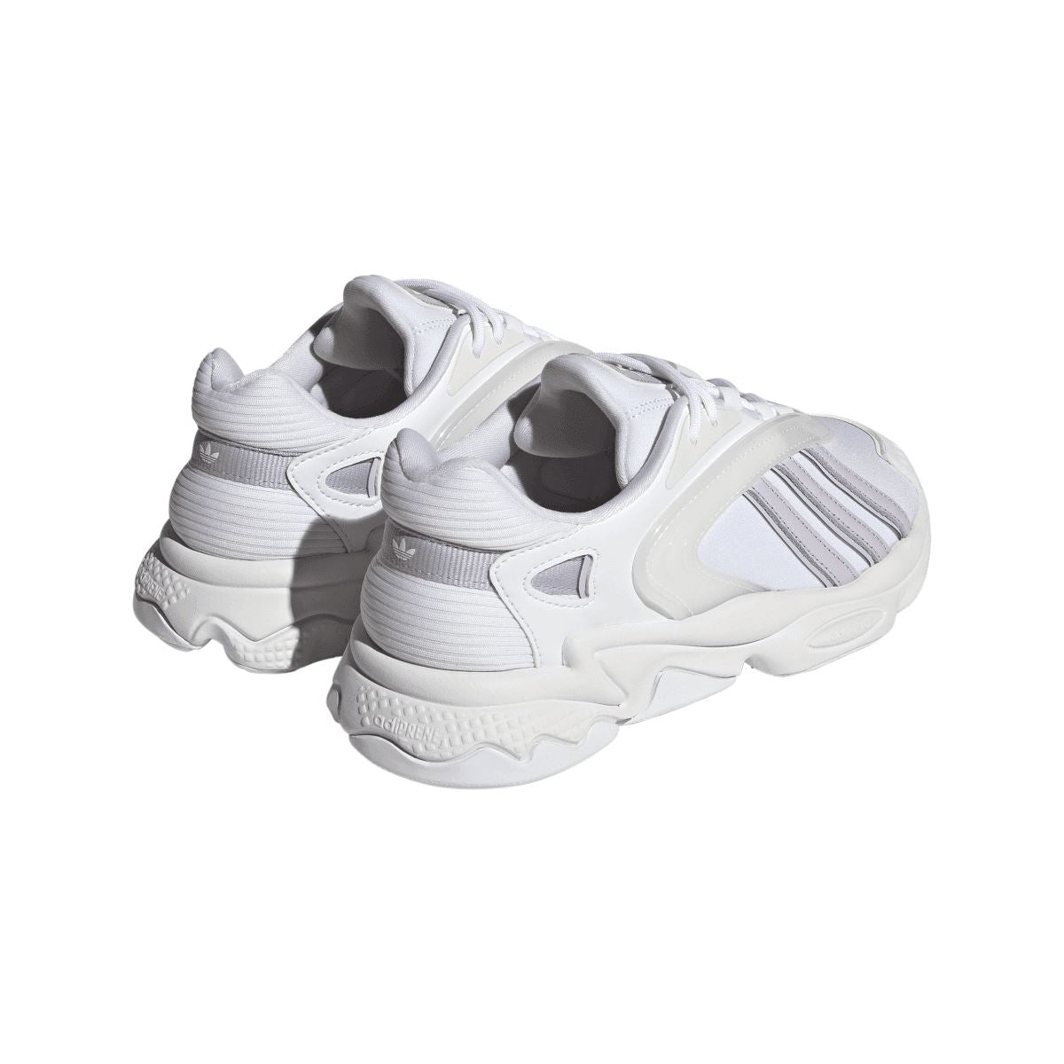 White adidas Originals Oztral sneakers, back/heel view with thick midsole cushioning