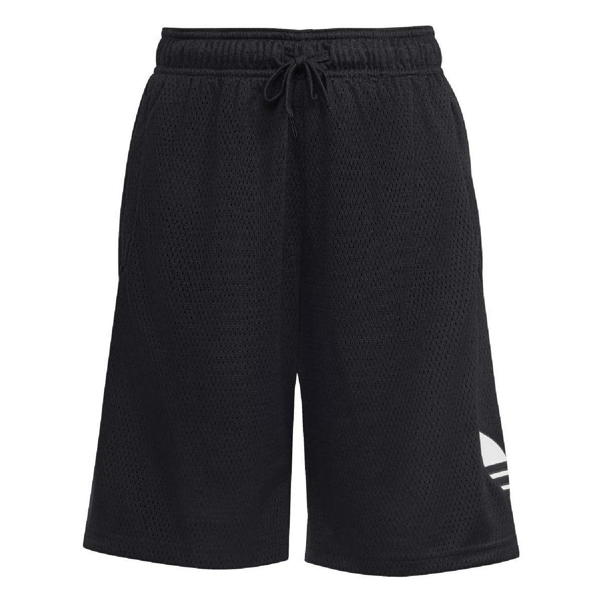 Juniors' loose black shorts with elastic waistband and drawstring, adidas Originals logo