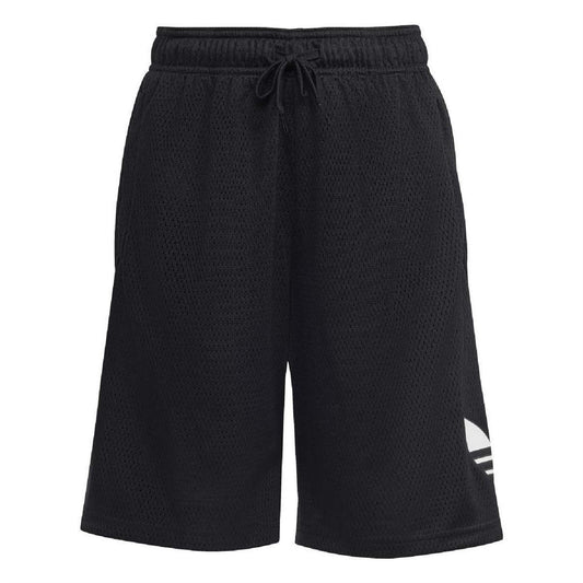 Juniors' loose black shorts with elastic waistband and drawstring, adidas Originals logo