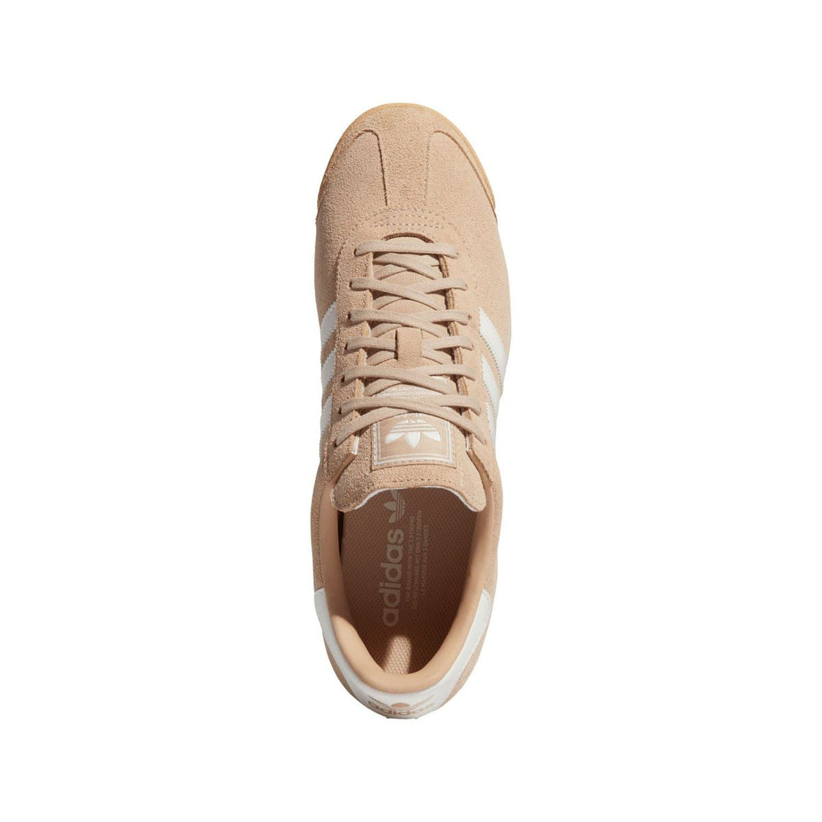 Beige adidas Samoa trainers top view with lace-up eyelets and suede upper