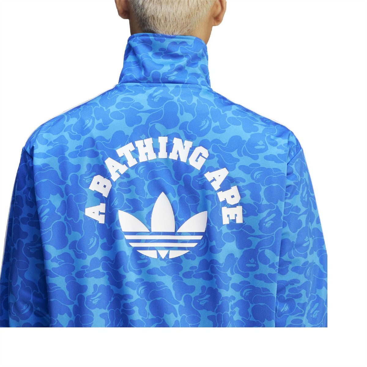 Adidas Originals Bape Firebird track top in black with bold graphic design, part of the stylish tracksuits collection.
