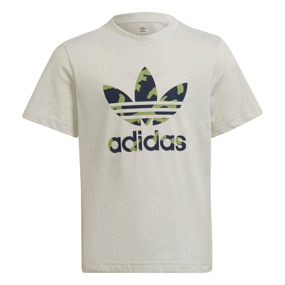 Light grey adidas Originals graphic T-shirt with camouflage trefoil logo