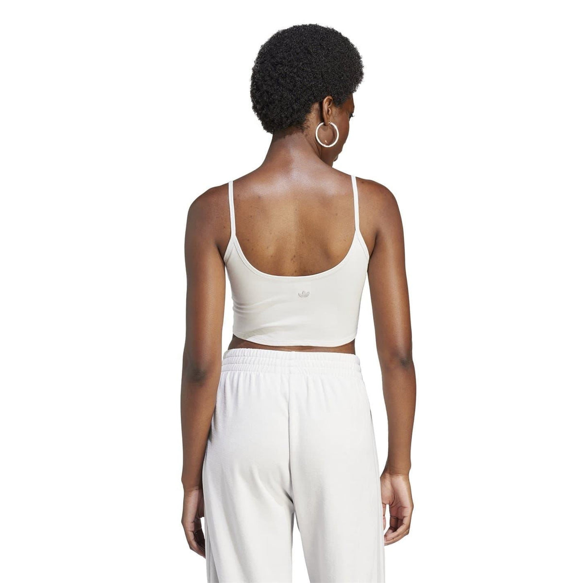 Cropped sports bra with racerback straps, white