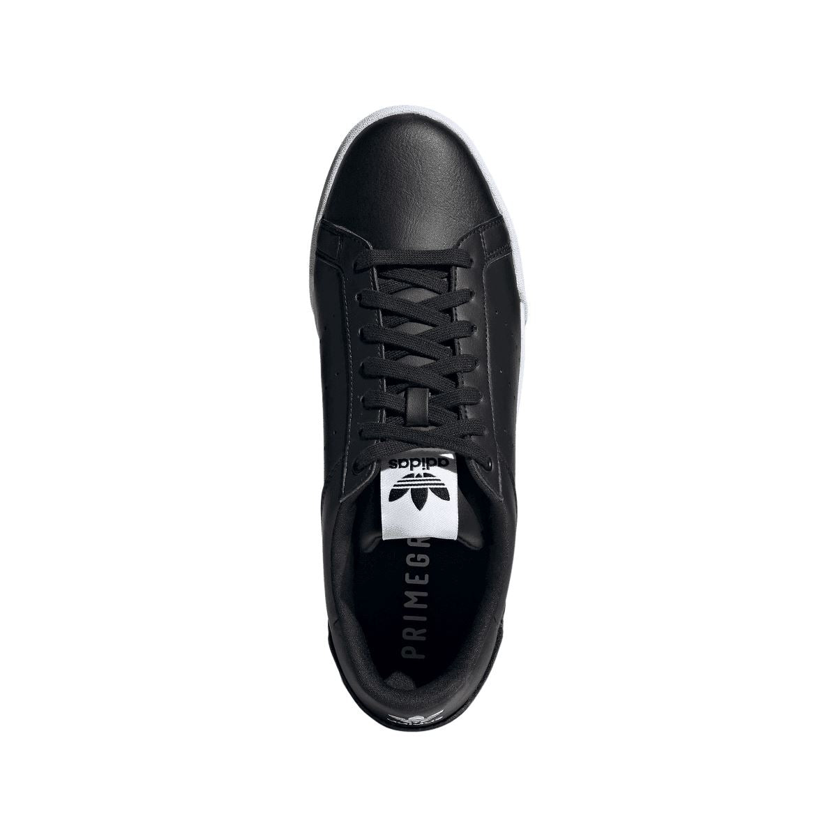 adidas Court Tourino black lace-up trainers, top view of tongue and laces