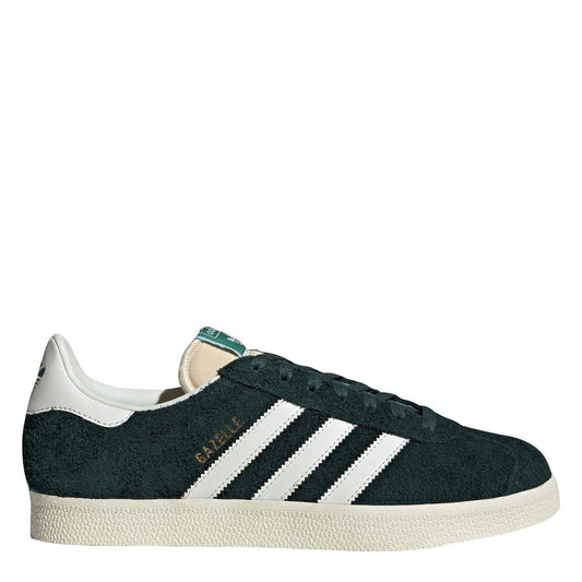 Gazelle trainers in dark green suede with white three-stripe overlays and lace-up design