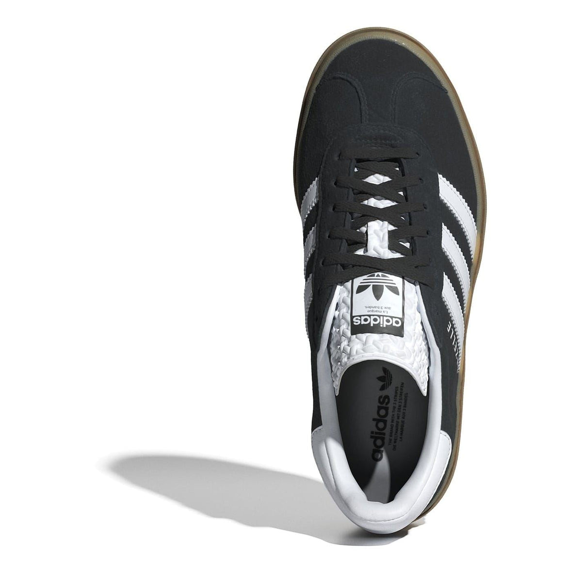 adidas Originals Gazelle low-top sneakers in black with white stripes and laces