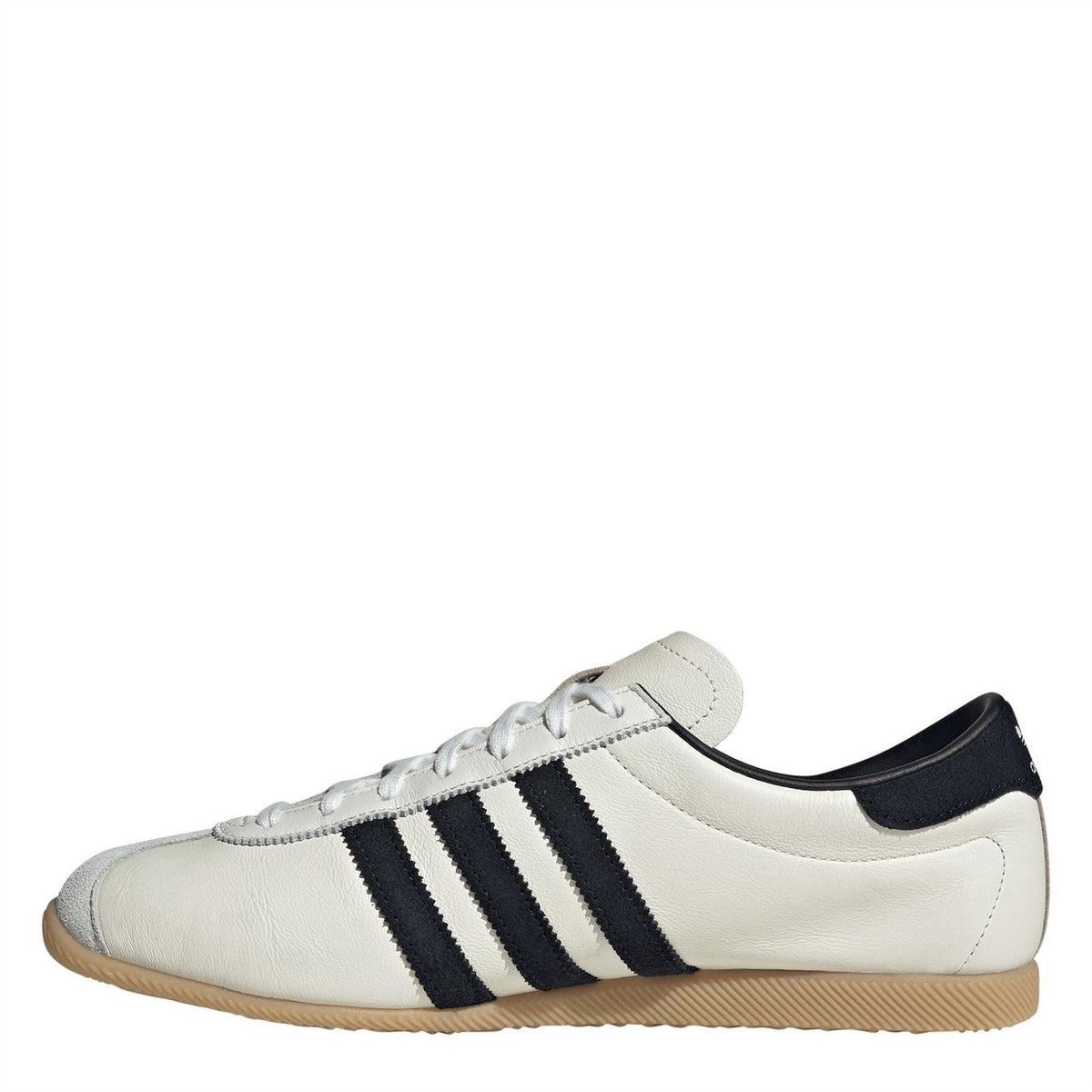 Adidas Originals low-top sneakers, white upper with black side stripes and gum outsole