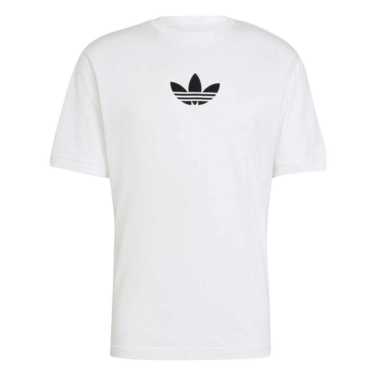 White adidas Originals crew neck T-shirt with black trefoil logo on chest