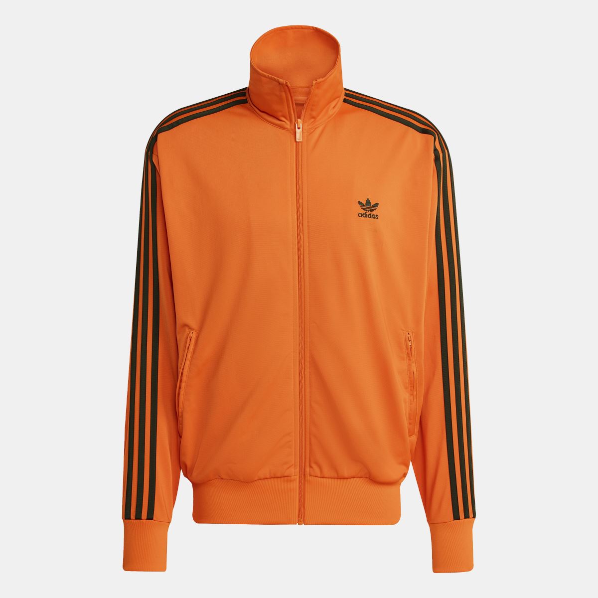 adidas Originals Adicolor Classics Firebird Track Top in black with colorful stripes, full front view, stylish athletic tracksuit top
