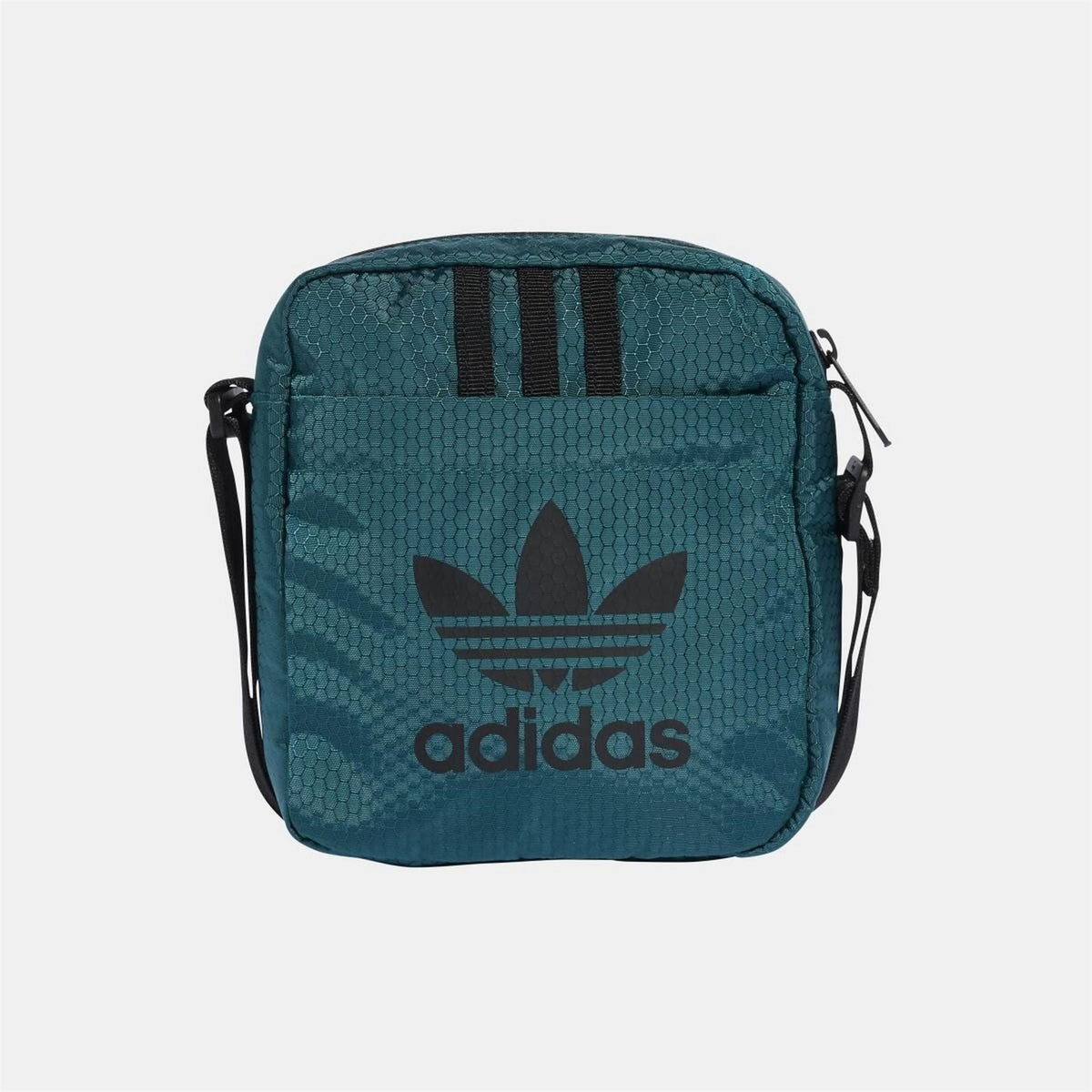 adidas Originals men's item bag with adjustable strap and logo, featuring a sleek black design and multiple compartments.