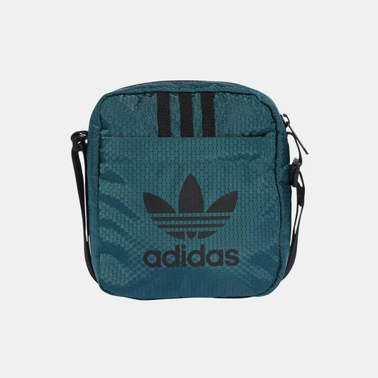 adidas Originals men's item bag with adjustable strap and logo, featuring a sleek black design and multiple compartments.