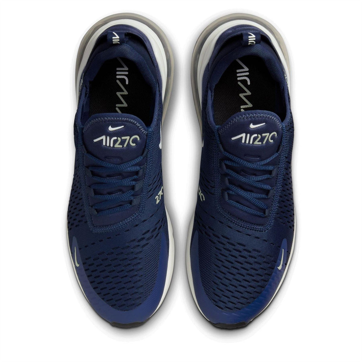 Nike Air Max 270 men's trainers, navy blue laced upper with white collar and sole