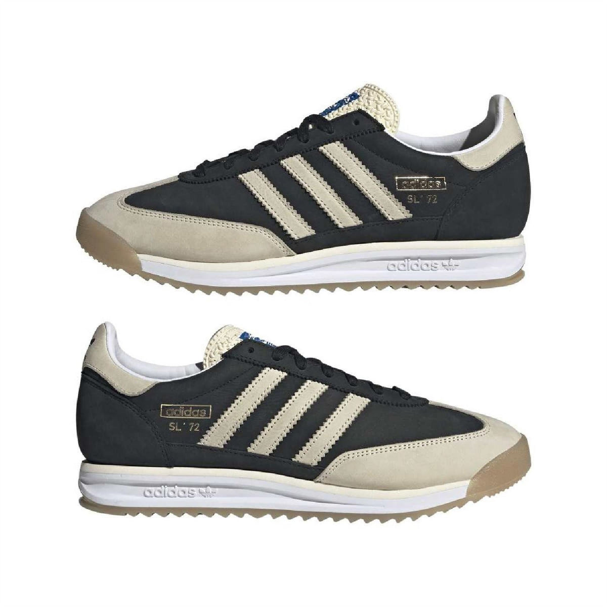 adidas Originals SL 72 RS pair of sneakers, core black and cream, lace-up with striped details