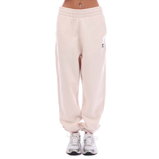 Off-white fleece joggers with elastic waistband and cuffed ankles